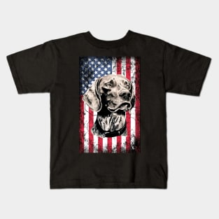 Patriotic Vizsla American Flag Kids T-Shirt